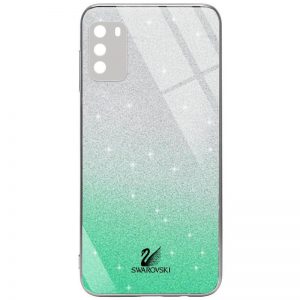 Чохол скляний Swarovski Full Camera для Xiaomi Poco M3 (Бiрюзовий)