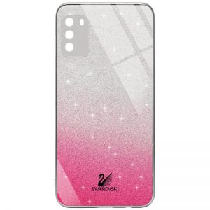 Чохол скляний Swarovski Full Camera для Xiaomi Poco M3 (Малиновий)