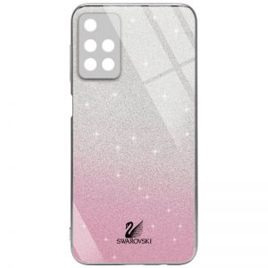 Чохол скляний Swarovski Full Camera для Xiaomi Redmi 10 (Рожевий)