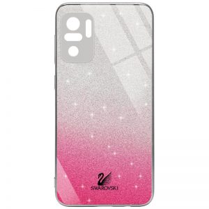 Чохол скляний Swarovski Full Camera для Xiaomi Redmi Note 10 / Note 10s (Малиновий)