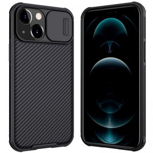 Чохол карбоновий Nillkin Camshield (шторка на камеру) для Apple iPhone 13 (6.1") (Чорний/Black)