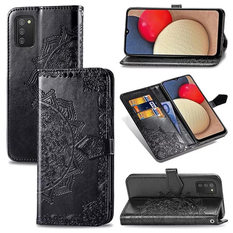 Чохол книжка шкіряний Art з візитницею для Samsung Galaxy A03s (Чорний) - Зображення 3