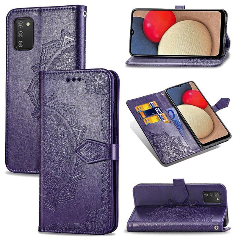 Чохол книжка шкіряний Art з візитницею для Samsung Galaxy A03s (Фіолетовий) - Зображення 2