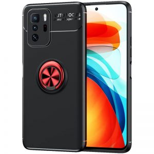 Чохол Deen ColorRing під магнітний тримач (opp) для Xiaomi Redmi Note 10 5G / Poco M3 Pro (Чорний / Червоний)