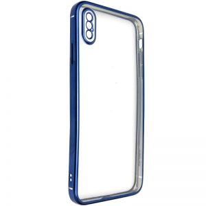 Чохол прозорий силіконовий глянсова окантовка Full Camera для Apple iPhone X / XS (5.8 ") (Синій)