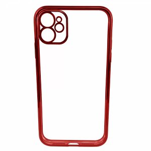 Чохол прозорий силіконовий глянсова окантовка Full Camera для Apple iPhone 12 Pro (6.1 ") (Червоний)