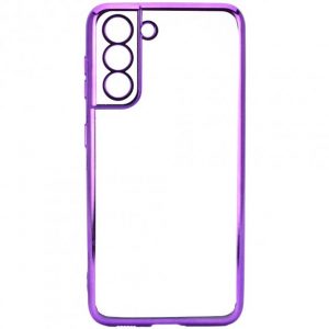Чохол прозорий силіконовий глянцева окантовка Full Camera для Samsung Galaxy S21 (Бузковий)