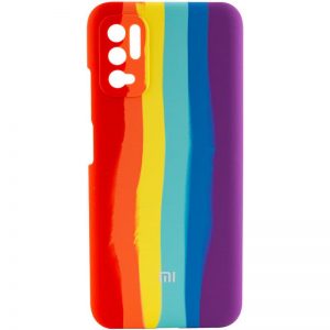 Чохол Silicone Full Rainbow для Xiaomi Redmi Note 10 5G / Poco M3 Pro (Рожевий / Бузковий)