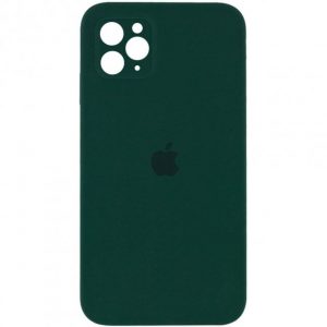 Чохол Silicone Square Full Camera Protective (AA) для Apple iPhone 11 Pro Max (Зелений / Dark green)