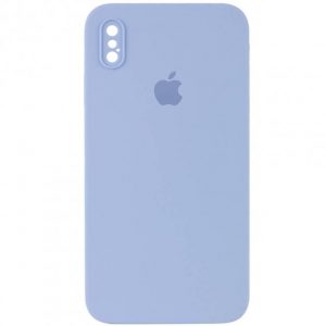 Чохол Silicone Square Full Camera Protective (AA) для Apple iPhone XS (Блакитний / Lilac blue)