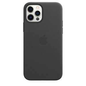 Чохол шкіряний Leather (AAA) для Apple iPhone 12 Pro / 12 (6.1 ") (Чорний)
