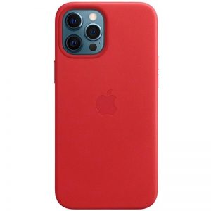 Чохол шкіряний Leather (AAA) для Apple iPhone 12 Pro / 12 (6.1 ") (Червоний)
