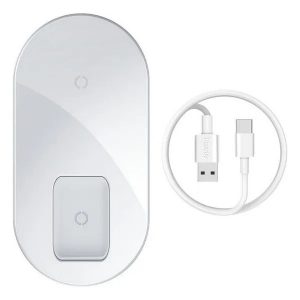 Бездротовий зарядний пристрій Baseus Simple 2в1 Wireless Charger Pro Edition For Phones+Pod Білий