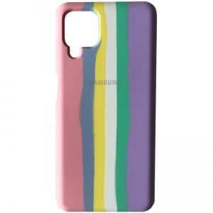 Чохол Silicone Full Rainbow для Samsung Galaxy A12 / M12 (Рожевий / Бузковий)