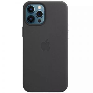 Чохол шкіряний Leather з MagSafe для Apple iPhone 12 Pro Max (Чорний / Black)