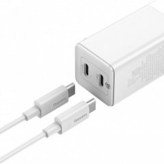 Мережевий зарядний пристрій Baseus GaN2 Q.Charger C+U 45W кабель Type-C to Type-C 60W Білий - Зображення 2