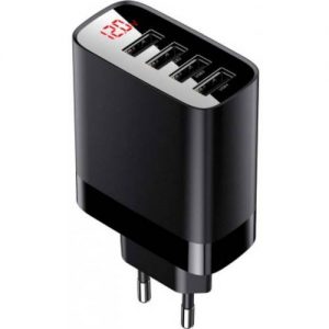 Мережевий зарядний пристрій Baseus Mirror Lake Digital Display 4USB Travel Charger 30W (EU) Чорний