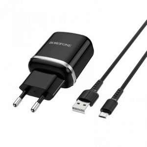 Мережевий зарядний пристрій Borofone BA25A 2 USB 2.4A Micro Чорний