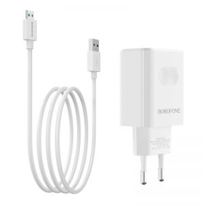Мережевий зарядний пристрій Borofone BA32A 1 USB 18W/3A QC3.0 Micro Білий