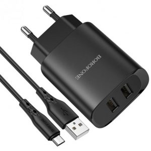 Мережевий зарядний пристрій Borofone BN2 2 USB 2.1A Micro Чорний