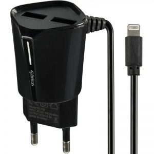 Мережевий зарядний пристрій Gelius Pro Edition Auto ID 2USB + кабель iPhone 8 2.4A Чорний