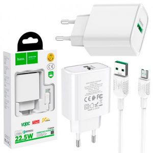 Мережевий зарядний пристрій Hoco C69A 1 USB QC3.0 Type-C Білий