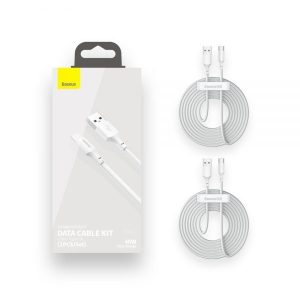 Кабель Baseus Simple Wisdom Data Cable Kit USB to Micro 2.1A (2шт/Set）1.5m Білий