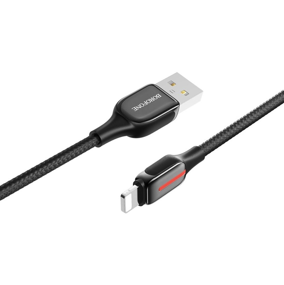 Кабель USB Borofone BU14 Lightning 1,2m 2.4A Чорний - Зображення 2