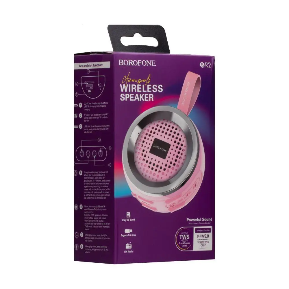 Колонка Bluetooth Borofone BR2 Рожевий - Зображення 2