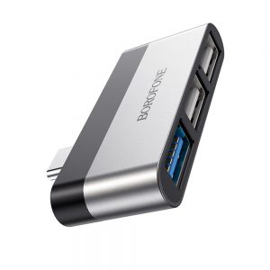 Перехідник OTG Borofone DH1 Type-C на 3 USB Темно-сірий