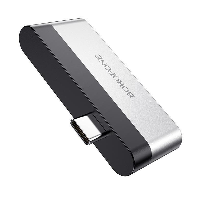 Перехідник OTG Borofone DH1 Type-C на 3 USB Темно-сірий - Зображення 4