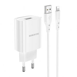 Мережевий зарядний пристрій Borofone BN1 1 USB 2.1A Lightning Білий