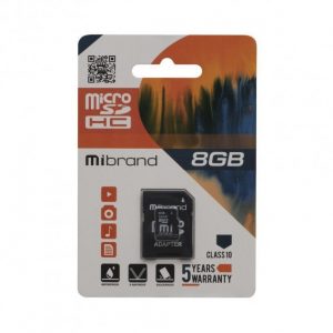 Карта пам'яті Mibrand microSDHC 8Gb class 10 (адаптер SD)