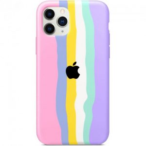 Чохол Silicone Full Rainbow для iPhone 11 Pro Max (Рожевий/Бузковий)