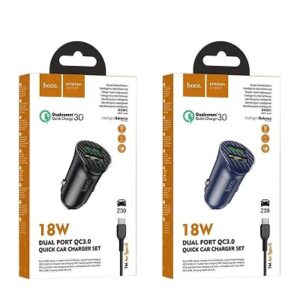 Автомобільний зарядний пристрій Hoco Z39 2USB QC3.0 + USB кабель Type-C Black