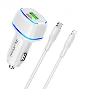 Автомобільний зарядний пристрій Borofone BZ14A Mercury PD20W+QC3.0 (Type-C to Lightning) Білий