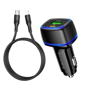 Автомобільний зарядний пристрій Borofone BZ14A Mercury PD20W+QC3.0 (Type-C to Lightning) Чорний