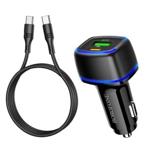 Автомобільний зарядний пристрій Borofone BZ14A Mercury PD20W+QC3.0 (Type-C to Type-C) Black
