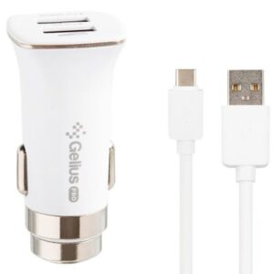 Автомобільний зарядний пристрій Gelius Pro Apollo GP-CC01 2USB 3.1A + кабель Type-C Білий