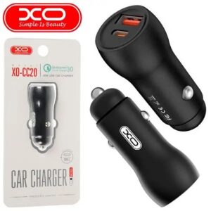 Автомобільний зарядний пристрій XO CC20 2USB (QC3.0+PD) 36W Чорний
