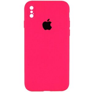Чохол Silicone Square Full Camera Protective (AA) для Apple iPhone XS (Рожевий / Barbie pink)
