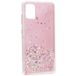 Чохол Star Glitter для Samsung Galaxy A03s (Прозорий / Рожевий)